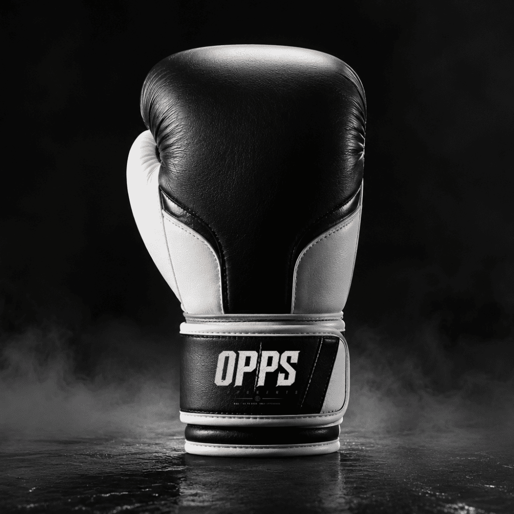 Gants de boxe cuir vachette OPPS Combat X Full Grain coloris noir blanc