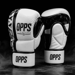 Gants MMA cuir vachette OPPS Hybrid Full Grain coloris noir blanc