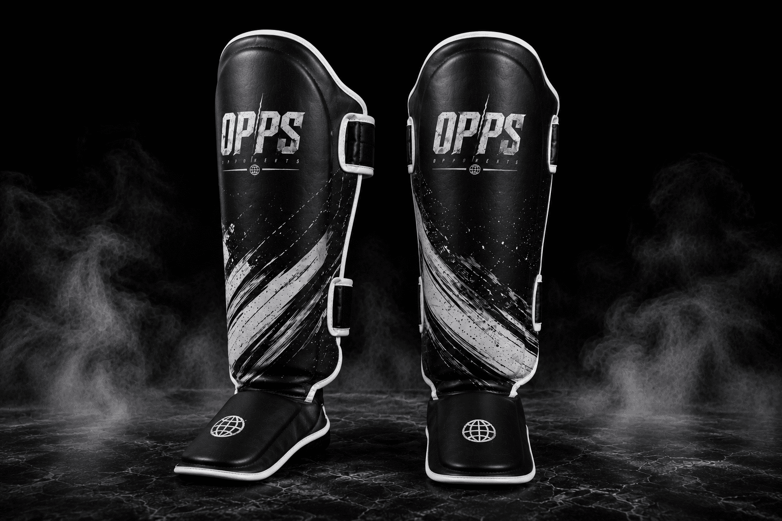 Protège-tibias cuir vachette OPPS Shield Pro coloris noir blanc
